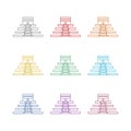 Aztec pyramid line icon isolated on white background. Set icons colorful