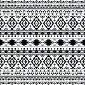 Aztec seamless ethnic pattern vector illustration. Black and white colors. Royalty Free Stock Photo