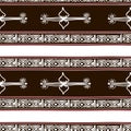 Aztec seamless pattern with brown color stripes tribal hand drawn multicolor background. Ethnic drawing symbol vector illustration Royalty Free Stock Photo