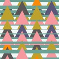 Aztec seamless pattern with triangles. Ethnic abstract geometric texture. Used for wallpaper, web page background, fabric, paper, Royalty Free Stock Photo
