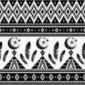 Tribal aztec monochrome seamless pattern