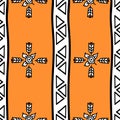 Aztec seamless pattern with unique tribal hand drawn multicolor background. Ethnic drawing symbol vector illustration for fashion