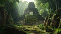 Aztec temple ruins in the jungle illustration