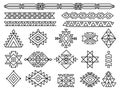 Aztec tribal boho ornaments. Navajo mexico geometric tattoo, ethnics maya symbols. Isolated african motif design