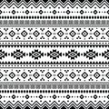 Aztec tribal geometric vector background in black and white. Seamless stripe pattern. Traditional ornament ethnic style. Royalty Free Stock Photo