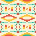 Aztec tribal seamless grunge yellow and red pattern on white background