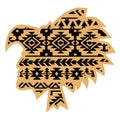 Aztec Tribal warrior with aztec Southwest pattern. Vector illustration warrior black silhouette traditional pattern isolated on Royalty Free Stock Photo