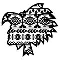 Aztec Tribal warrior with aztec Southwest pattern. Vector illustration warrior black silhouette traditional pattern isolated on