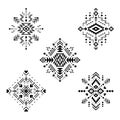 Aztec vector elements. Set of ethnic ornaments.