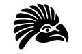 Eagle head symbol of ancient Mexico, decorative Aztec clay stamp motif