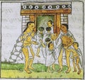 Aztecs carrying their sons to Calmecac or School. Florentine Codex