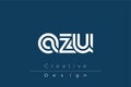 AZU Creative Unique Modern Letter Logo Design Royalty Free Stock Photo