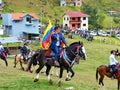 Local teams play with many horses traditional game Skirmish, Ecuador