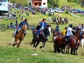 Local teams play with many horses traditional game Skirmish, Ecuador