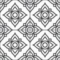 Azujelo vector design - Lisbon tiles seamless pattern, floral tile decor in black and white - Portuguese retro tile ornament, repe Royalty Free Stock Photo