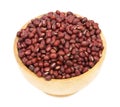 Azuki beans red beans on wood cup isolated Royalty Free Stock Photo