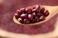 Azuki beans or red mung beans in a wooden spoon Royalty Free Stock Photo