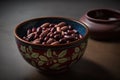 Azuki japan red beans in a bowl, AI generated