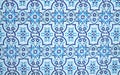 Azulejo ceramic tile pattern background. Spanish and portuguese style. White-blue coloring