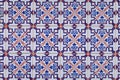 Azulejo is a form of Portuguese or Spanish painted, tin-glazed, ceramic tile work. Azulejos is traditional Portugese tiles in Royalty Free Stock Photo