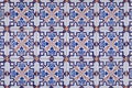 Azulejo is a form of Portuguese or Spanish painted, tin-glazed, ceramic tile work. Azulejos is traditional Portugese tiles in Royalty Free Stock Photo