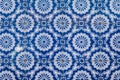Azulejo is a form of Portuguese or Spanish painted, tin-glazed, ceramic tile work. Azulejos is traditional Portugese tiles in Royalty Free Stock Photo