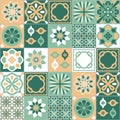 Azulejo green contrast tile, ceramics and interior design, decorative seamless pattern in Azulejo style, vector illustration