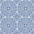 Azulejo Seamless Portuguese Tile Blue Pattern. Vector