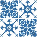 Azulejo square ceramic spanish tile design, retro geometric vector illustration Royalty Free Stock Photo