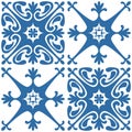 Azulejo square ceramic spanish tile for kitchen backsplash design, retro geometric vector illustration Royalty Free Stock Photo