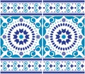 Azulejo tile seamless vector pattern Lisbon style, traditional wallpaper or textile, fabric print design inpired by tiles from Por