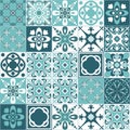 Azulejo tiles pattern, vintage retro seamless pattern for kitchen and bathroom wall decoration, vector illustration Royalty Free Stock Photo