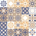 Azulejo tiles spanish traditional pattern, seamless pattern for kitchen and bathroom wall decoration, vector illustration Royalty Free Stock Photo