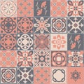 Azulejo tiles spanish traditional pattern, vintage kitchen and bathroom wall decoration, vector illustration Royalty Free Stock Photo