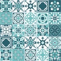 Azulejo tiles spanish traditional pattern, vintage retro seamless pattern for kitchen and bathroom wall decoration, vector Royalty Free Stock Photo