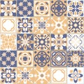 Azulejo tiles spanish traditional pattern, vintage retro seamless pattern for kitchen and bathroom wall decoration, vector Royalty Free Stock Photo