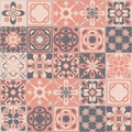 Azulejo tiles spanish traditional pattern, vintage retro seamless pattern for kitchen, vector illustration Royalty Free Stock Photo