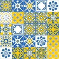 Azulejo tiles spanish traditional pattern, vintage retro seamless pattern for kitchen wall decoration, vector illustration Royalty Free Stock Photo