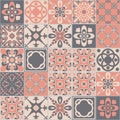 Azulejo tiles spanish traditional pattern, vintage retro seamless pattern, vector illustration Royalty Free Stock Photo