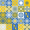 Azulejo tiles spanish traditional seamless pattern for kitchen and bathroom wall decoration, vector illustration Royalty Free Stock Photo