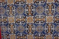 Azulejos with beautiful blue and orange floral ornament Royalty Free Stock Photo