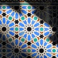 Azulejos de Al Andalus. Mosaico ÃÂ¡rabe. Azulejos de Sevilla. Azulejos ÃÂ¡rabes de EspaÃÂ±a. Alcazar de Sevilla Royalty Free Stock Photo