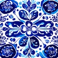 Azulejos portuguese tile azulejo. Blue and white AI generated