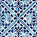 Azulejos portuguese tiles azulejos seamless pattern. AI generated