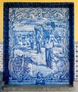 Azulejos tilework in Pocinho, Portugal Royalty Free Stock Photo