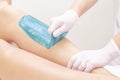 Azulene depilation. wax hair removal, shugaring. concept of smooth skin without hair.