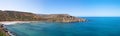 Azure bay of Ghajn Tuffieha panorama, Malta Royalty Free Stock Photo