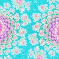 Azure blue and pink glowing two graphic flowers image