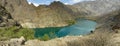 Azure blue reservoir lake in Jalalabad, Kyrgyzstan. Royalty Free Stock Photo