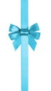 Azure blue ribbon bow vertical border Royalty Free Stock Photo